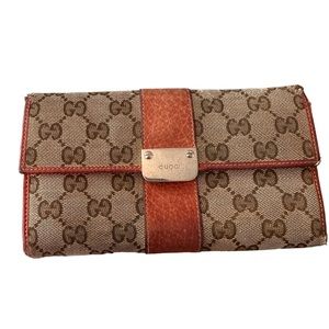Gucci vintage wallet canvas and leather authentic